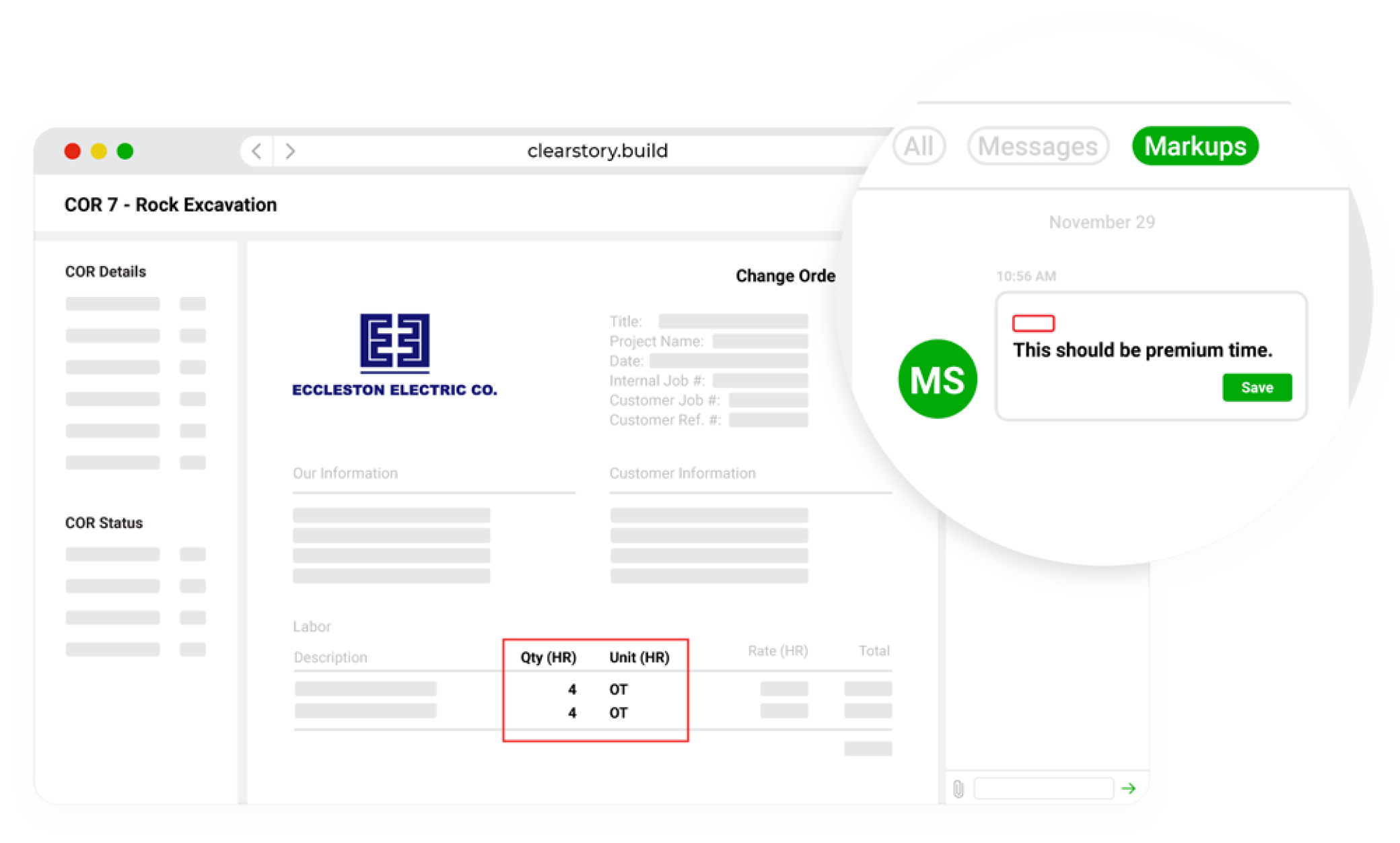 Collaborative Change Order Request Log | Clearstory